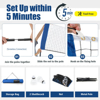 Badminton Set, Adjustable Badminton Net Set for Backyard