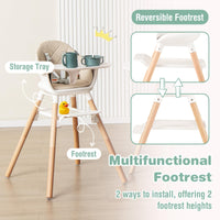 6-in-1 Convertible Wooden Baby High Chair