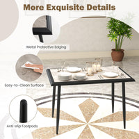 Sintered Stone Dining Table, Rectangular Kitchen Table w/Metal Frame