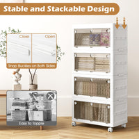 Collapsible Closet Storage Organizer with Wheels for Bedroom Living Room, Easy Assembly (4-Tier)