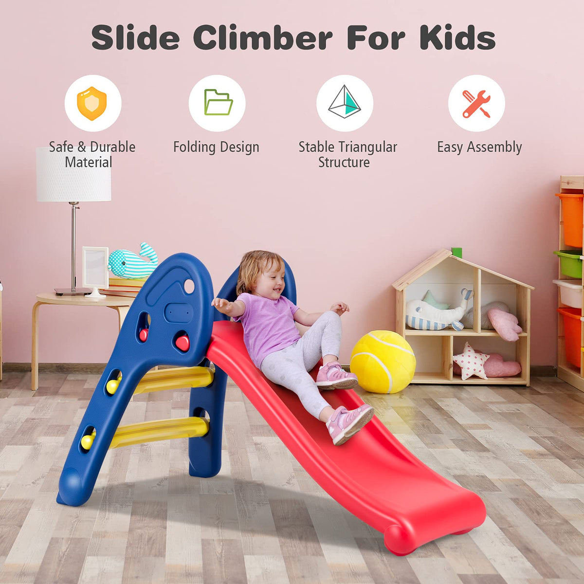 Kid Folding Sliding w/Triangle Structure, Indoor & Outdoor Easy Set Up