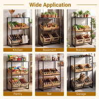 Giantex 3-Tier Drink Crate Shelf, Heavy-duty Metal Storage Rack with 2 Hanging Hooks