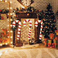 3 Pieces 80CM Pre-Lit Xmas Yard Candy Canes with 75 LED Lights