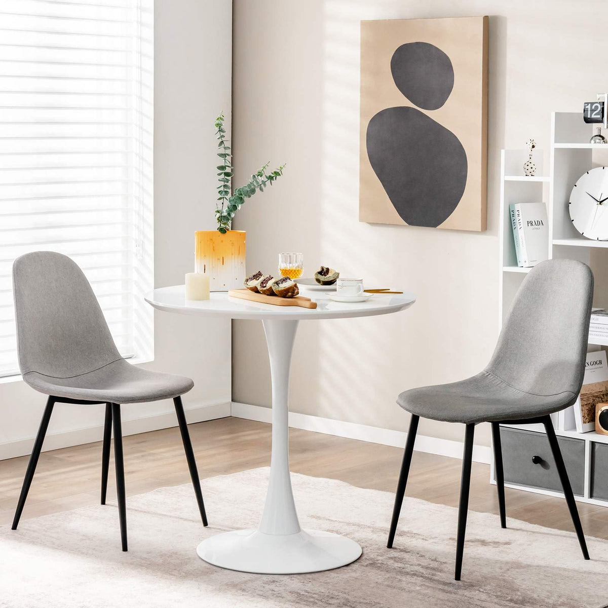 Giantex Round Dining Table, 80 CM Mid-Century Leisure Table for Small Places