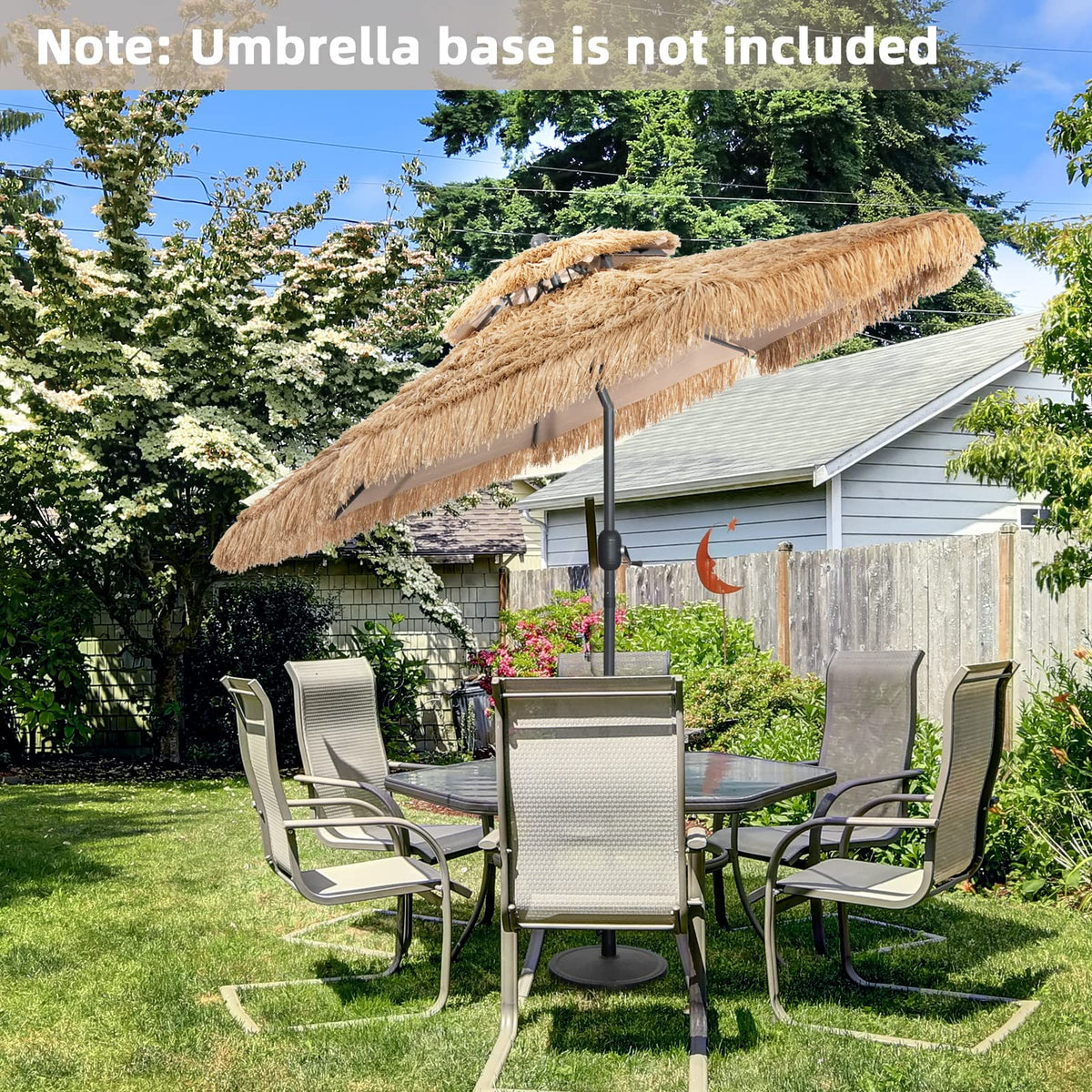 2 Tier Hula Thatched Patio Tiki Umbrella with 8 Ribs for Beach