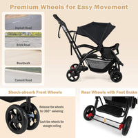 Sit and Stand Stroller, Foldable Double Stroller with Wristband