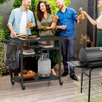 Giantex Three-Shelf Outdoor Cooking Prep Table with Garbage Bag Holder