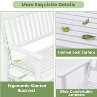 Patio Glider Loveseat Chair Swing Rocking Bench with Slatted Seat and Curved Backrest