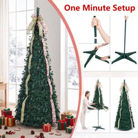 1.8M/2.1M Artificial Christmas Tree with Tree Topper Bow and 4 Ribbons
