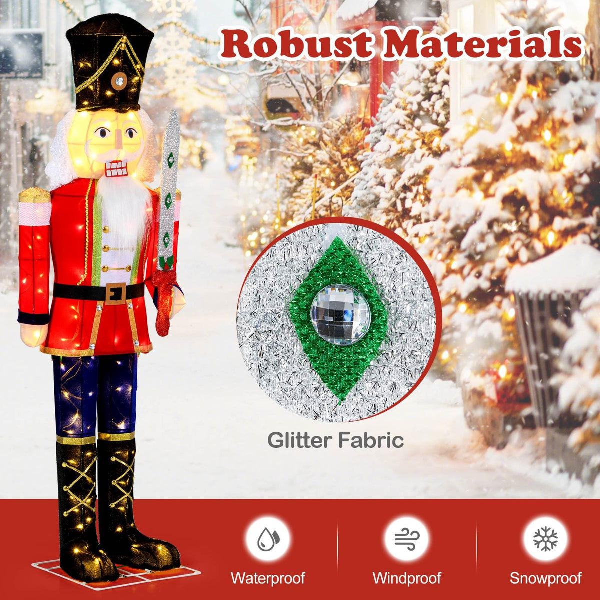 157 CM Lighted Nutcracker Soldier Outdoor Christmas Decoration