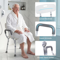 Height-adjustable hower Chair with Backrest and Padded Armrests