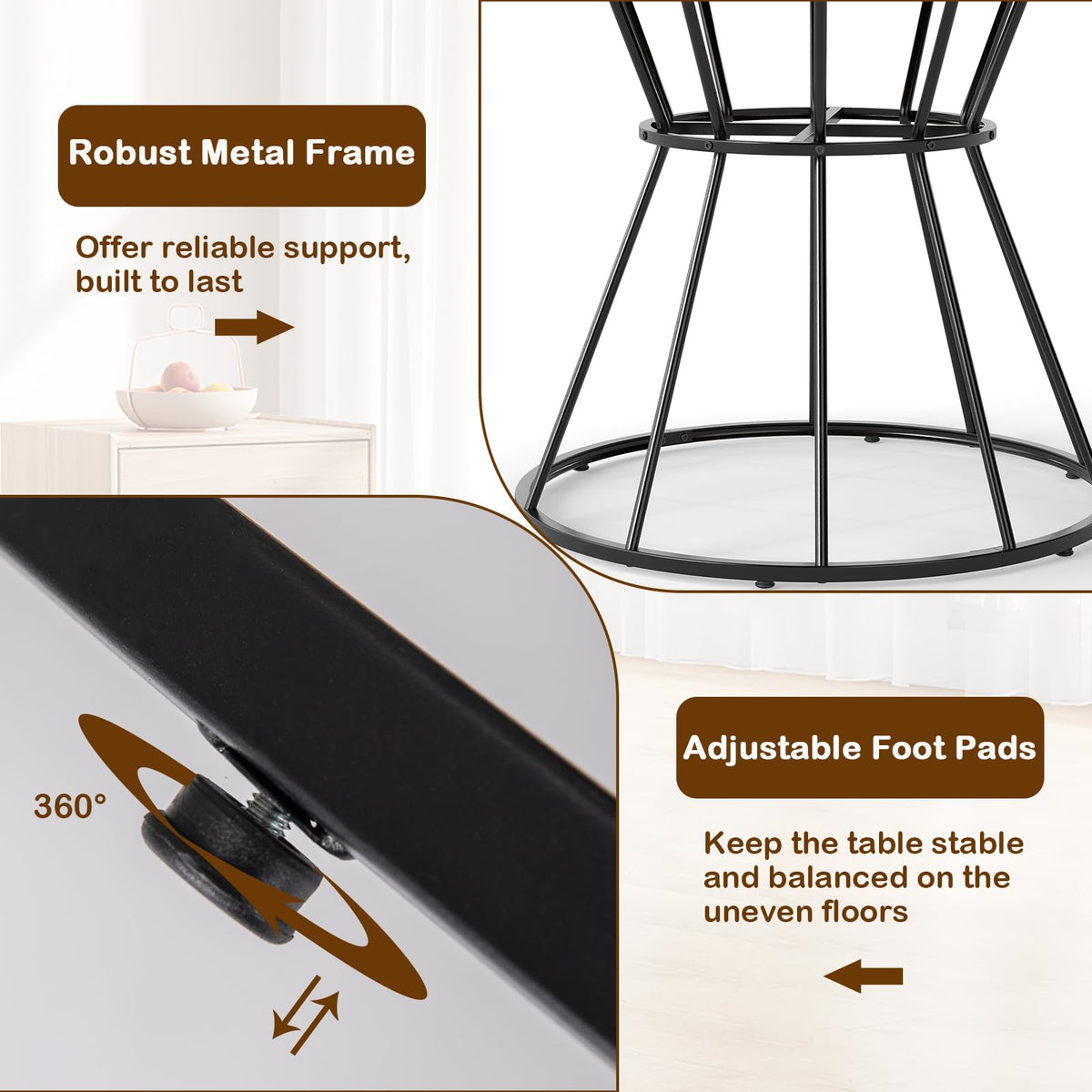 Giantex 118 cm Round Dining Table for 4, Farmhouse Kitchen Table