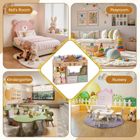 Kids Bookshelf with Stuffed Animal Storage and Fabric Drawers