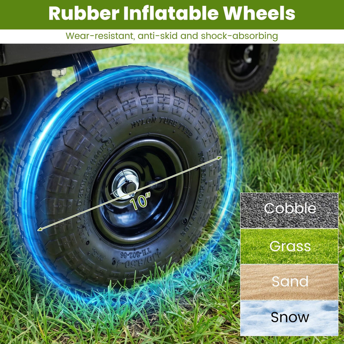 400 KG Utility Wagon with 26 CM All-Terrain Tires and Rotating Handle