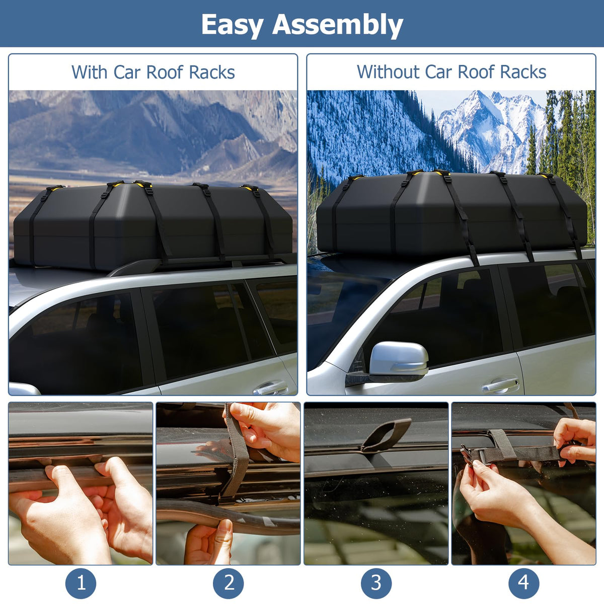 595 L Car Roof Bag with Door Hooks and Non-slip Mat