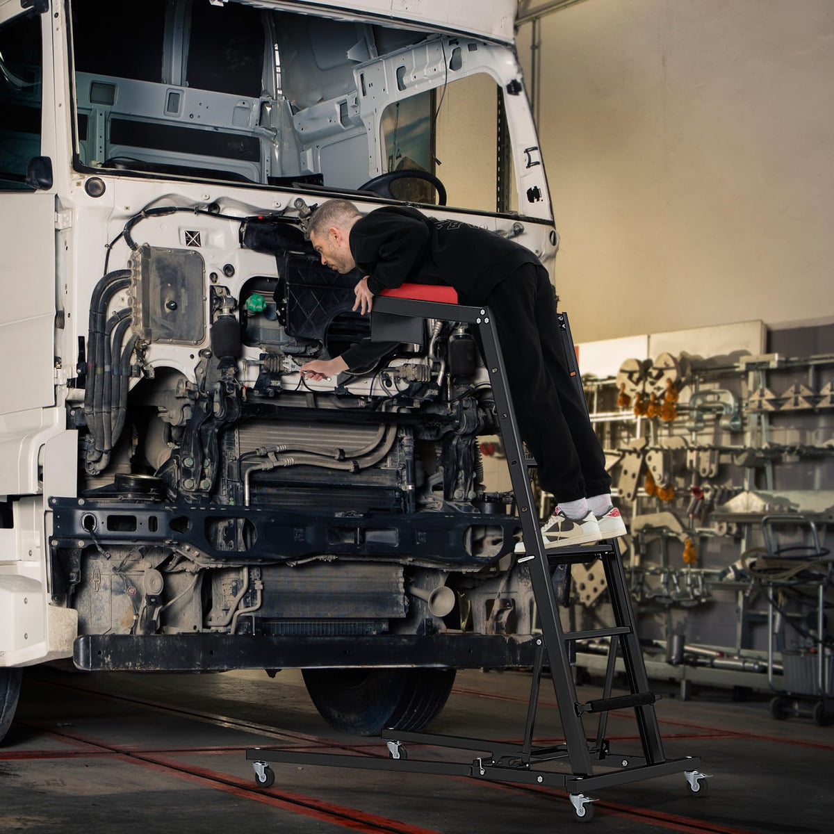 Foldable Topside Automotive Engine Creeper, 180 kg Capacity High Top Creeper Workstation