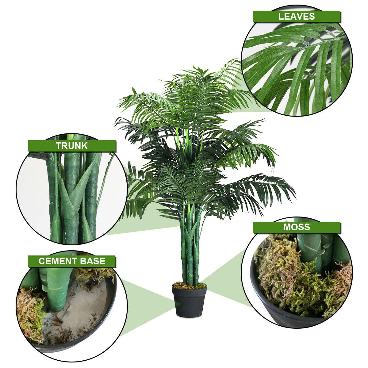 Giantex 110 cm Artificial Plant Fake Areca Palm Plant with Nursery Plastic Pot