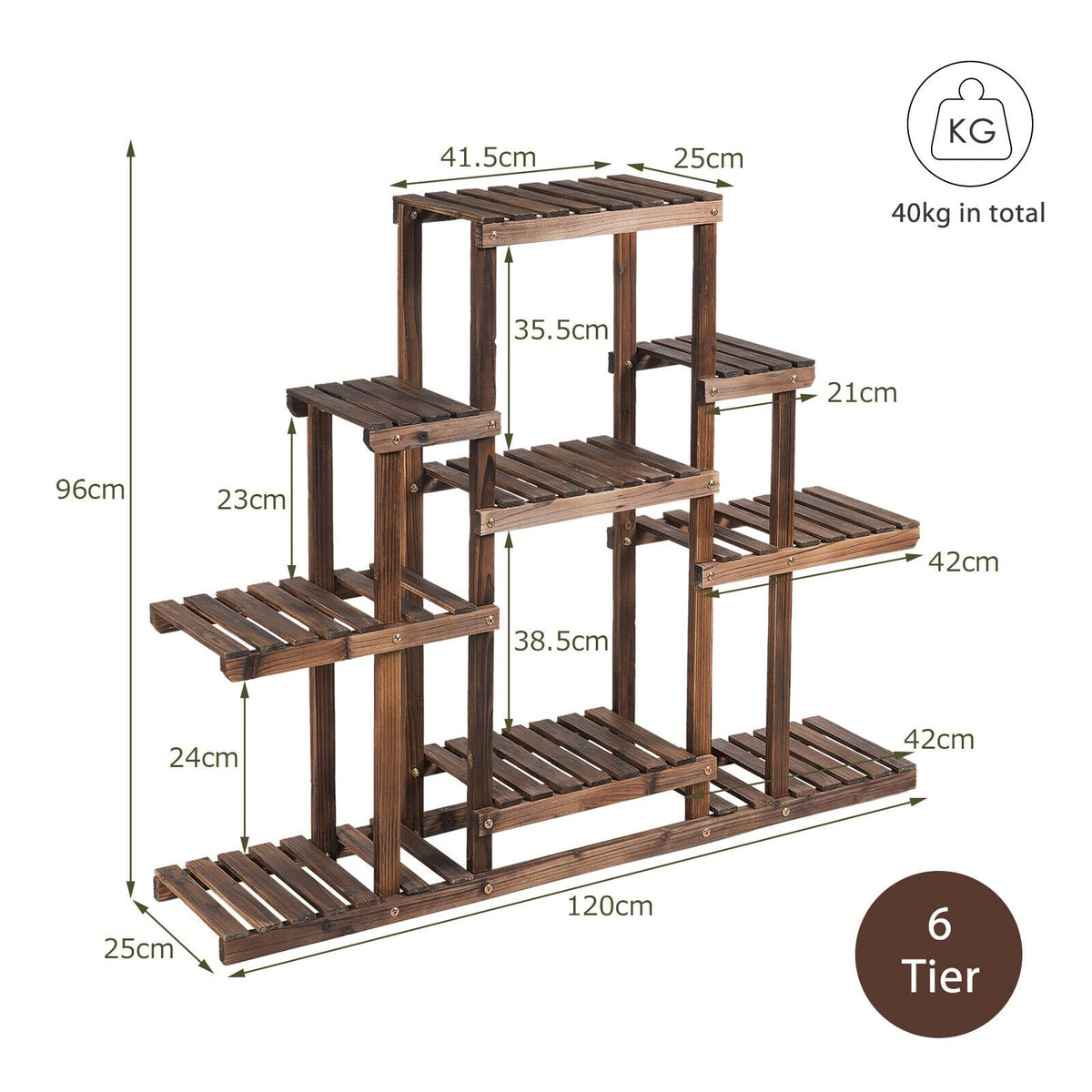 Giantex 6-Tier Wood Flower Rack, Multi-Tier Plant Stand