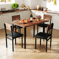 5-Piece Dining Table Set Industrial Kitchen Table and 4 PU Leather Upholstered Chairs