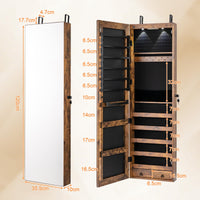 Mirror Jewelry Armoire, Wall Mounted/Over Door Jewelry Organizer