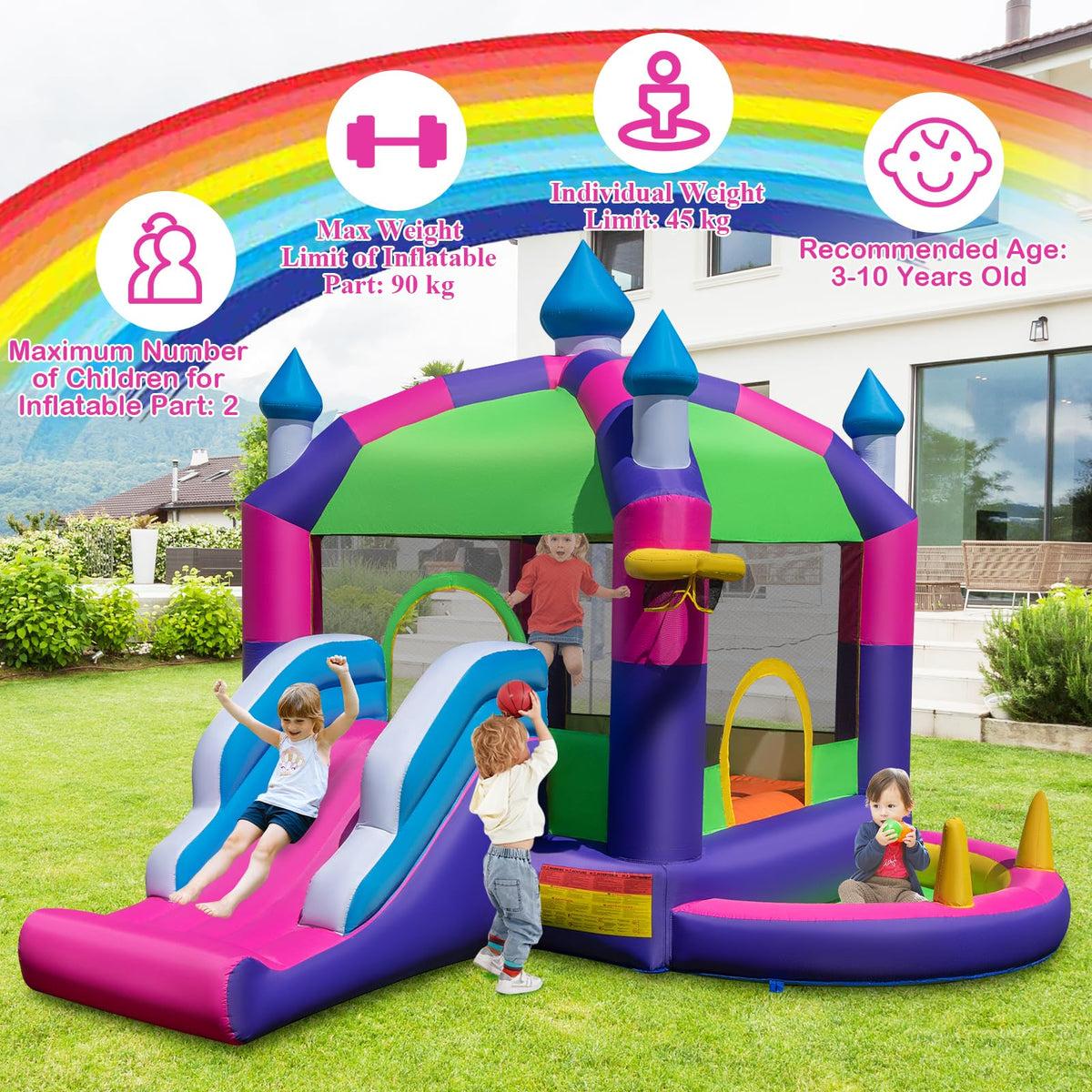 5-in-1 Inflatable Bounce Castle with Sun Roof (without Blower & Balls)