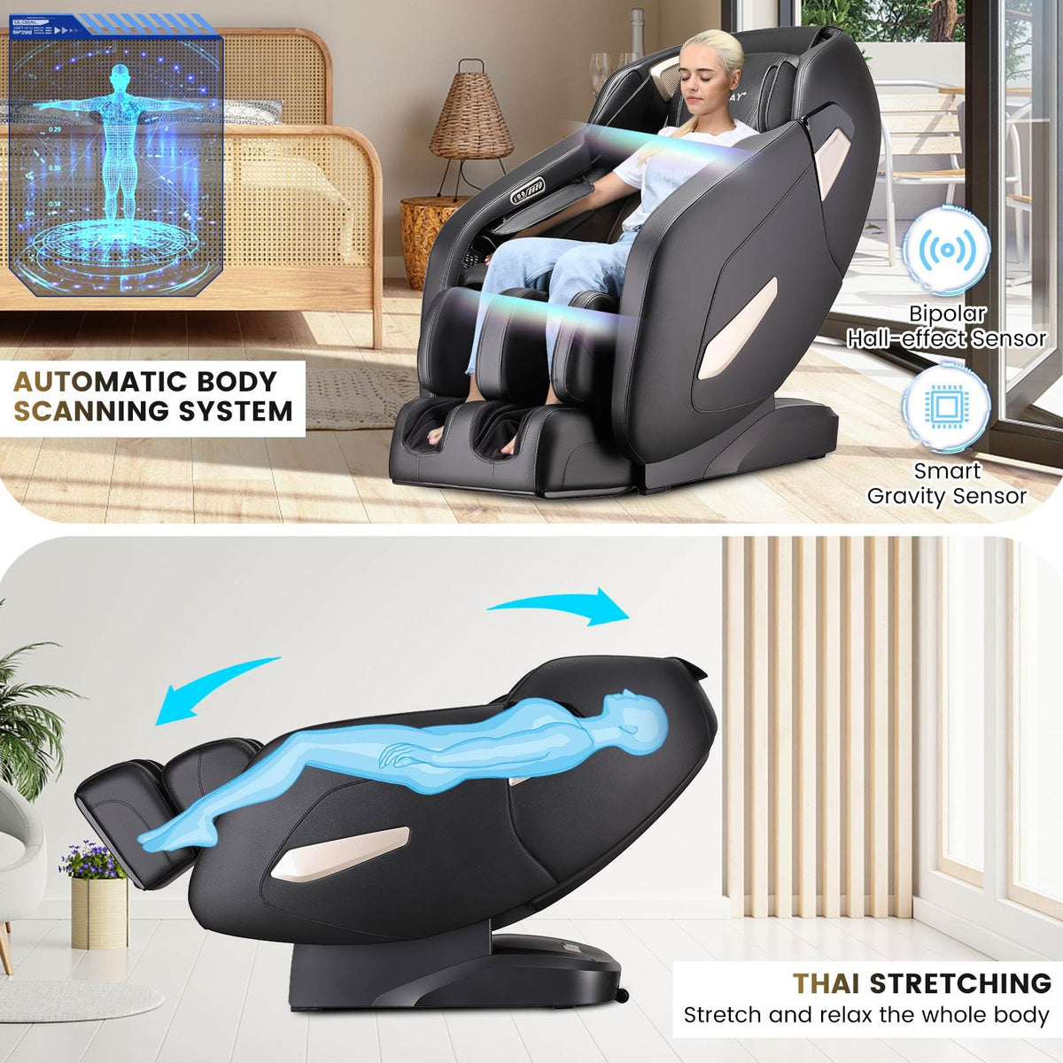 SL Track Massage Chair, Zero Gravity Shiatsu Massage Recliner with Full Body Air Bags