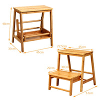 Giantex Two-Tier Step Stool, Foldable Bamboo Step Stool