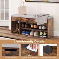 Shoe Bench w/Padded Seat, Shoes Rack w/Hidden Storage