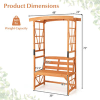 Giantex Garden Arbor with Bench - Wooden Garden Arch Trellis for Climbing Plants Vines