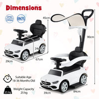3-in-1 Ride on Push Car with Adjustable Canopy and Steering Push Bar