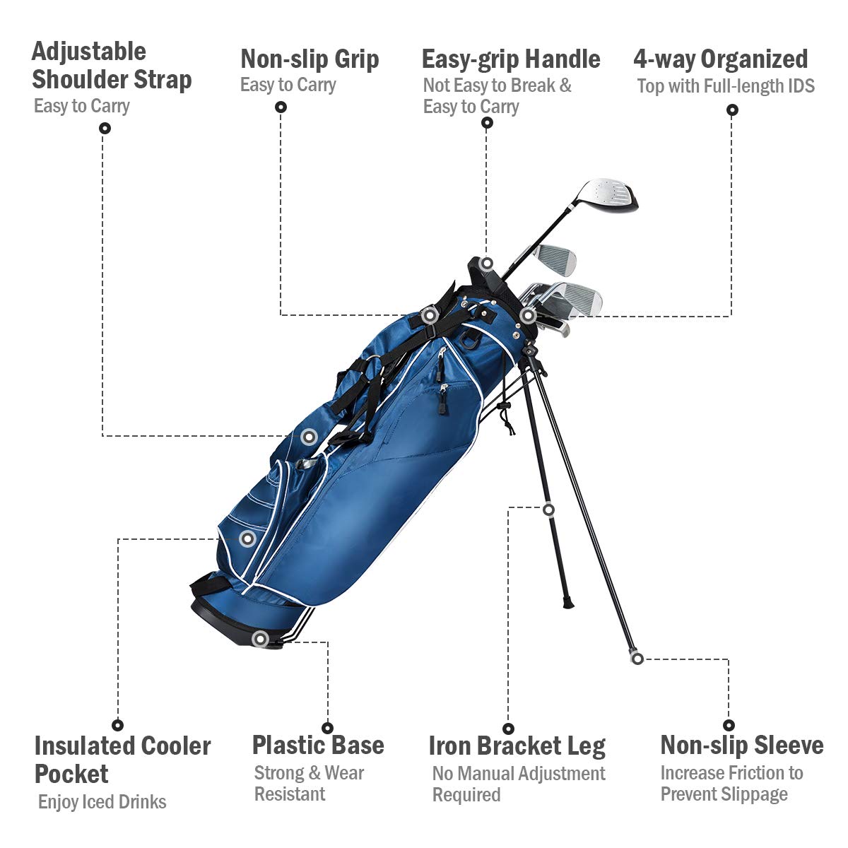 Giantex Lightweight Golf Stand Bag, Organized Golf Club Bag, Easy Carry