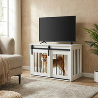 Dog Crate Furniture, 80 cm Heavy Duty Dog Kennel with Sliding Barn Door