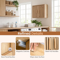 Bathroom Wall Cabinet with 2 Slatted Doors and 3 Adjustable Shelves