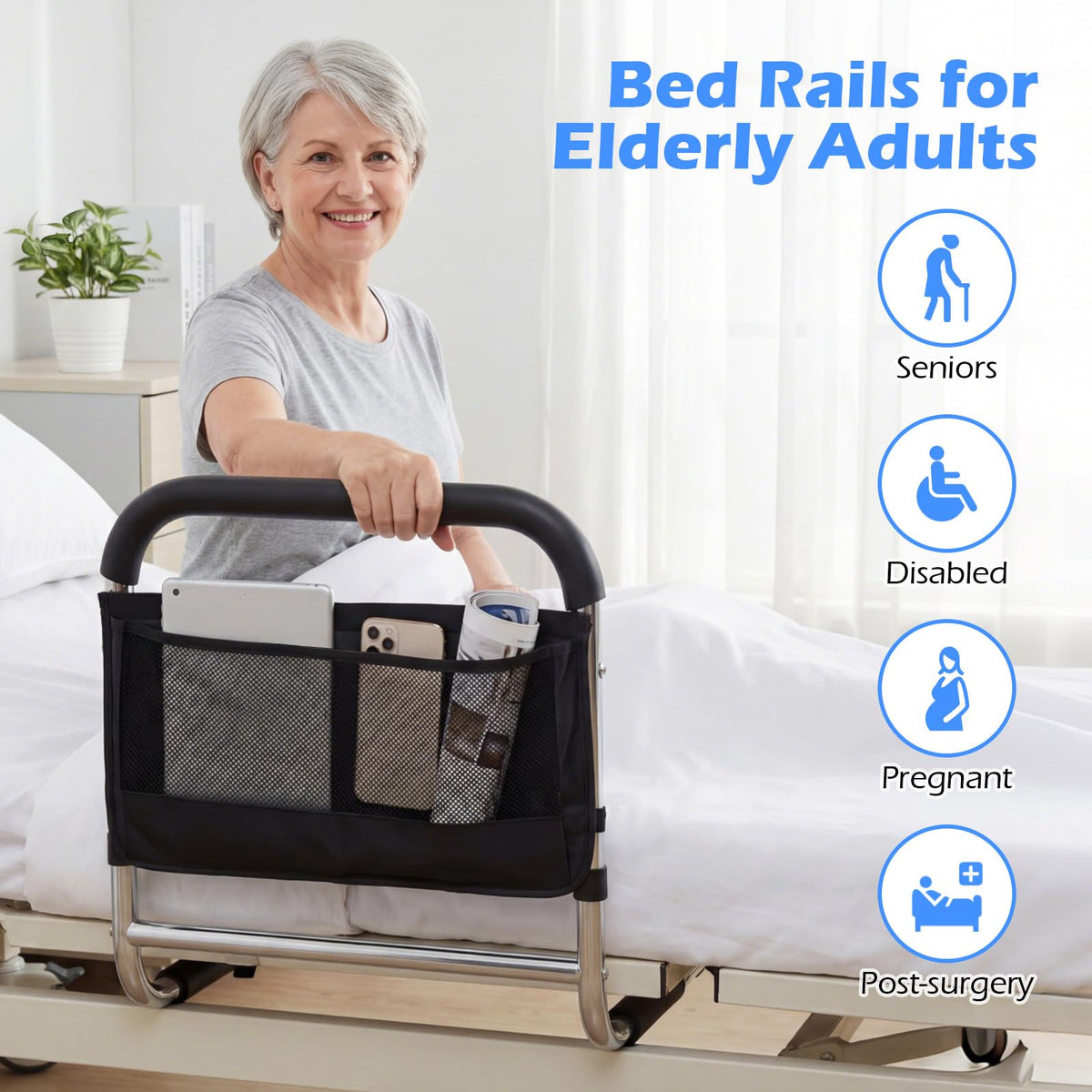 Bed Rails for Elderly Adults Safety, Height Adjustable Bed Assist Rail