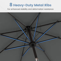 3 m Solar Patio Umbrella w/ 96 LED Lights, 9 Modes