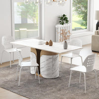 Giantex Metal Dining Chair Set of 4, Modern Kitchen Dinner Chair with Hollowed Backrest & Metal Legs