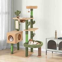 150cm Cactus Cat Tree for Indoor Cats, Multi-Level Cat Tower w/Sisal Scratching Posts & Board