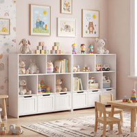 Kids Toy Storage Organizer, Children Bookshelf Toy Chest Box w/3 Movable Drawers