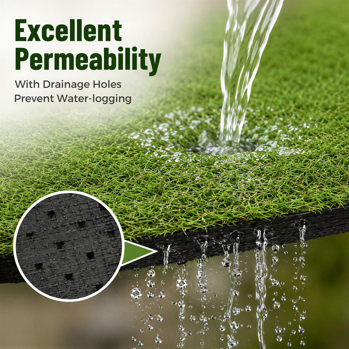 Artificial Grass Rug, 5 x 1M Synthetic Turf Roll w/20 mm Pile Height
