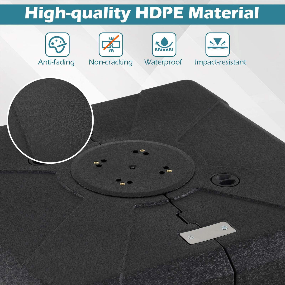 Cantilever Umbrella Base with Wheels,180kgWater&Sand Fillable Weighted Stand