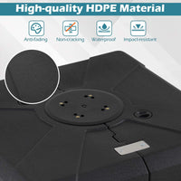 Cantilever Umbrella Base with Wheels,180kgWater&Sand Fillable Weighted Stand