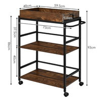 Giantex 3-Tier Kitchen Island Bar Cart, Industrial Serving Cart, Utility Trolley Wine Storage Cart