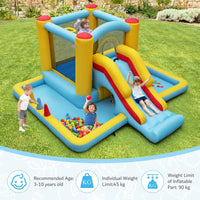 Inflatable Bounce House, 7-in-1 Giant Bouncy Castle with Slide, Tunnel, Basketball Hoop & Ring-toss Game (without Blower)