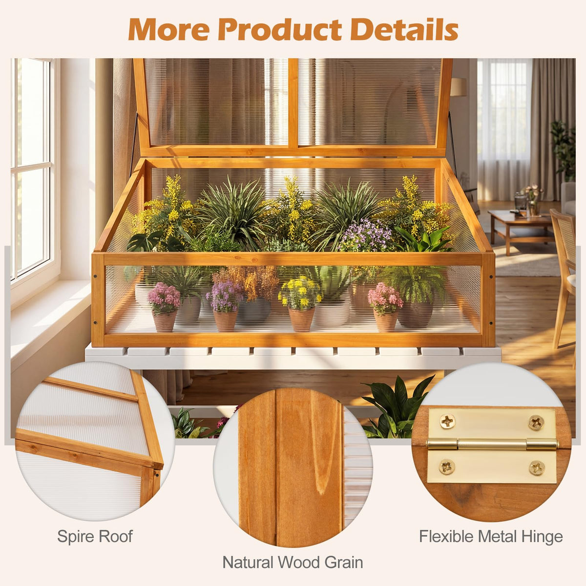Wood Cold Frame Greenhouse, Portable Raised Planter Bed Protection