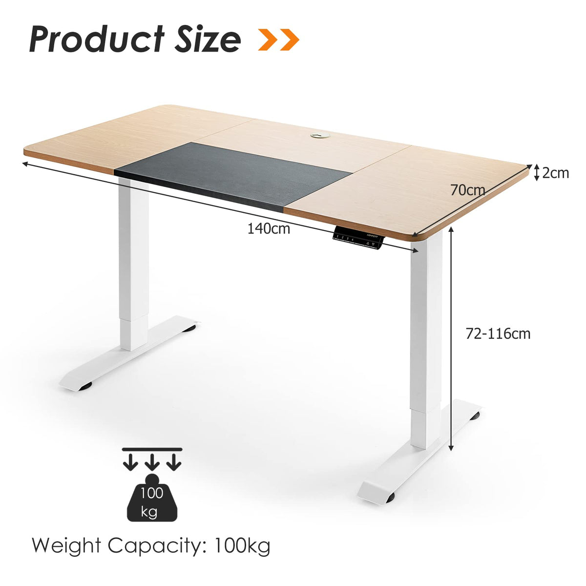 Giantex Electric Height Adjustable Standing Desk, 140cm x 70cm Ergonomic Sit Stand Desk