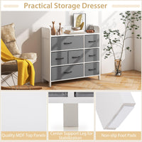 Giantex Fabric Dresser for Bedroom, Wide Chest of Drawers w/ 7 Drawers