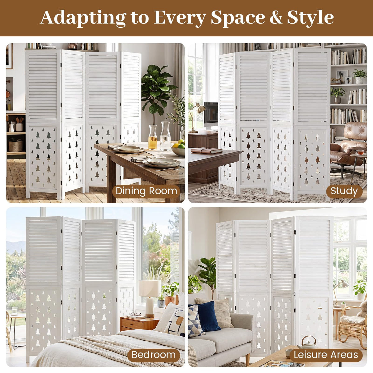 170cm Tall Wood Room Divider with 4/6 Panel