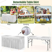 1.5M Folding Ice Cooler Table, Outdoor Chilling Table w/Double Sinks