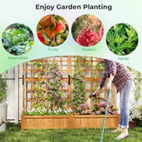 Giantex 72" Large Raised Garden Bed with Trellis & Roof, Wooden Garden Bed