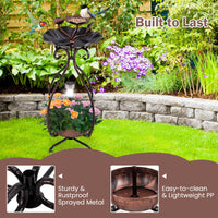Solar Outdoor Bird Bath, Vintage Bird Bath & Feeder Combo
